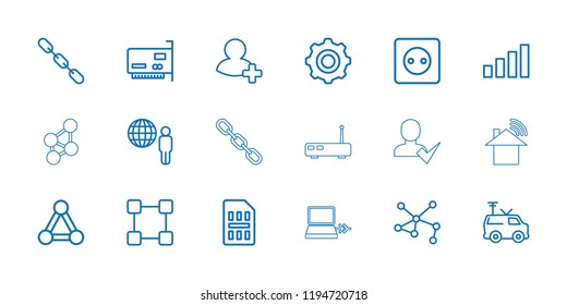 Connection icon. collection of 18 connection outline icons such as plug socket, chain, globe and man, add friend, tv van. editable connection icons for web and mobile.