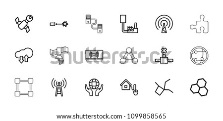 Connection icon. collection of 18 connection outline icons such as chemical structure, satellite, transmitter, holding globe. editable connection icons for web and mobile.
