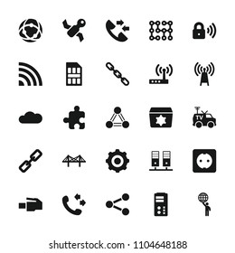 Connection icon. collection of 25 connection filled icons such as call, chain, bridge, tv van, server, signal, cloud. editable connection icons for web and mobile.