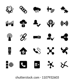 Connection icon. collection of 25 connection filled icons such as add user, share, puzzle, chain, holding globe, signal. editable connection icons for web and mobile.
