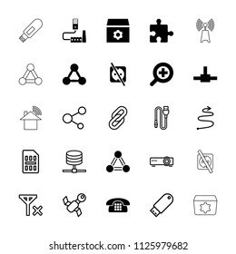 Connection icon. collection of 25 connection filled and outline icons such as gear, zoom in, satellite, share, flash drive. editable connection icons for web and mobile.