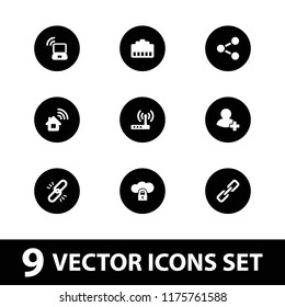 Connection icon. collection of 9 connection filled icons such as chain, add friend, cloud protection, phone cable, share. editable connection icons for web and mobile.