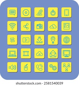 Connection Icon Collection. Home, location, call, at, email, address, globe, chat, message, phone, information, support, search, website, icon. Vector Illustration.