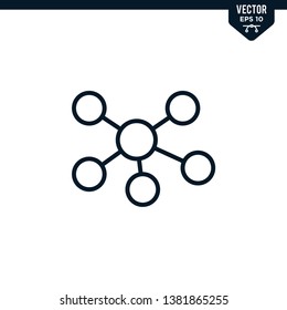 Connection icon collection in outlined or line art style, editable stroke vector