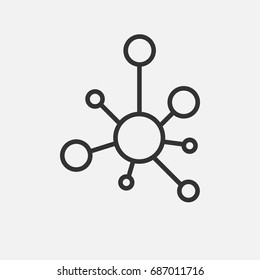 Connection icon. Hub network connection isolated on grey background. Vector illustration. Eps 10.