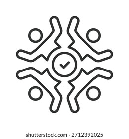 Connection icon in line design. connection, network, teamwork, collaboration, relation, people, structure on white background vector. connection editable stroke icon