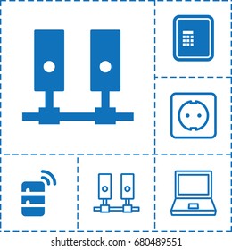 Connection icon. set of 6 connection filled and outline icons such as atm, server, plug socket