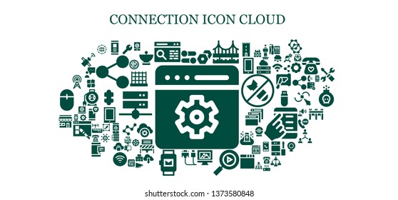 connection icon set. 93 filled connection icons.  Collection Of - Setting, Settings, Smartphone, Browser, Bridge, Web design, Multimedia, Cable, Smartwatch, Market, Antenna, Network