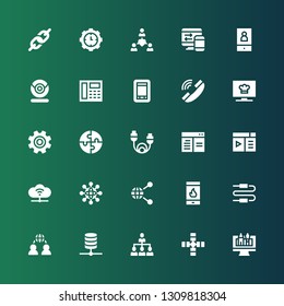 connection icon set. Collection of 25 filled connection icons included Web design, Satellite, Hierarchical structure, Database, Network, Connector, Smartphone, Share, Networking