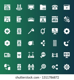 connection icon set. Collection of 36 filled connection icons included Settings, Share, Web development, Communication, Phone, Sharing, Tower bridge, Network, Router, Wifi, News