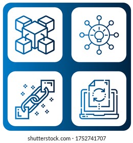 connection icon set. Collection of Blockchain, Networking, Data synchronization icons