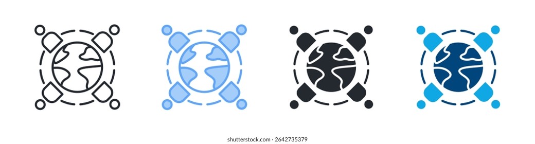 Connection Icon Set Multiple Style. Design In Outline, Blue, Glyph, Dual Tone