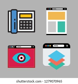 connection icon set. vector set about telephone and browser icons set.