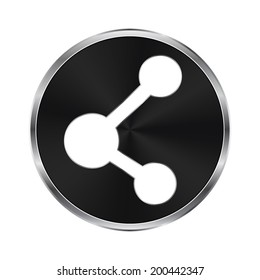connection icon - vector brushed metal button