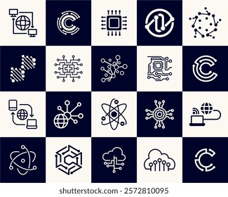 connection icon vector collection set