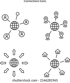 iconos de conexión aislados en fondo blanco. icono de conexión símbolo de conexión lineal de línea delgada para logotipo, web, aplicación, interfaz de usuario. símbolo de conexión simple.