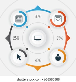 Connection Icons Set. Collection Of Account, Website Page, Display And Other Elements. Also Includes Symbols Such As Window, Monitor, Account.