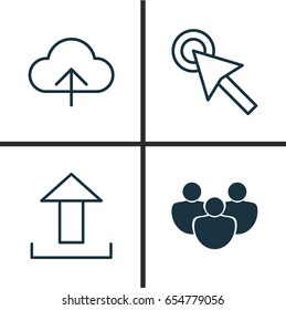 Connection Icons Set. Collection Of Cursor Tap, Team, Send Data And Other Elements. Also Includes Symbols Such As Tap, Send, People.