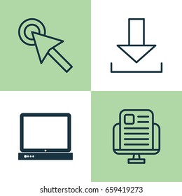 Connection Icons Set. Collection Of PC, Blog Page, Login And Other Elements. Also Includes Symbols Such As Click, Login, Mouse.