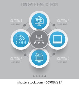 Connection Icons Set. Collection Of PC, Local Connection, Computer Network And Other Elements. Also Includes Symbols Such As News, PC, Connection.