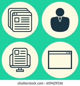 Connection Icons Set. Collection Of Program, Website Bookmarks, Account And Other Elements. Also Includes Symbols Such As Application, Page, Profile.