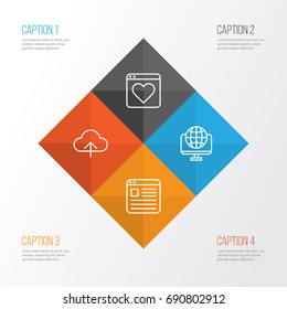 Connection Icons Set. Collection Of Transfer, Website, Followed And Other Elements. Also Includes Symbols Such As Cloud, Web, Network.