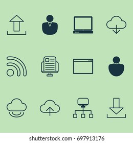 Connection Icons Set. Collection Of User, Local Connection, Account And Other Elements. Also Includes Symbols Such As Window, Application, Virtual.