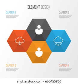 Connection Icons Set. Collection Of Virtual Storage, Account, Save Data And Other Elements. Also Includes Symbols Such As Storage, Cloud, Profile.