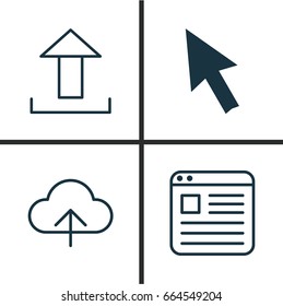 Connection Icons Set. Collection Of Website Page, Send Data, Mouse And Other Elements. Also Includes Symbols Such As Transfer, Synchronize, Cursor.