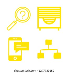 connection icons set with network, smartphone and search vector set