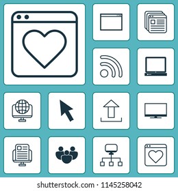 Connection icons set with transfer, desktop computer, wireless connection and other team elements. Isolated vector illustration connection icons.