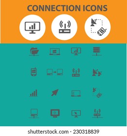 connection icons set, vector