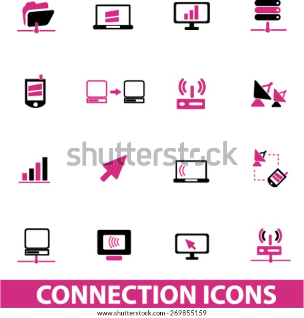 connection icons set,\
vector