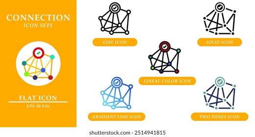 Connection icons sets. Soft skills concept. Various style icons on isolated background for web design, symbol, sign, user interface, and mobile application. EPS 10. 