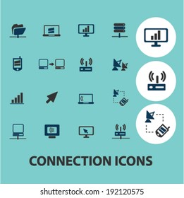 connection icons, signs set, vector