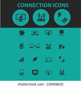 connection icons, signs, symbols, objects, illustrations set. vector