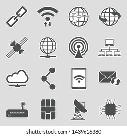 Connection Icons. Sticker Design. Vector Illustration.