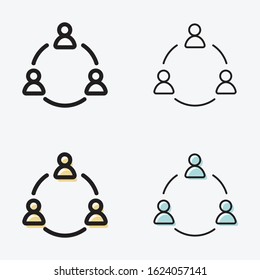 connection icons team black and white set pack