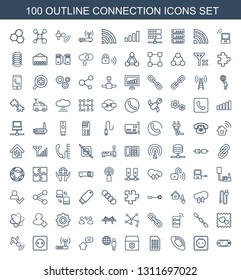 connection icons. Trendy 100 connection icons. Contain icons such as portable game console, plug socket, call, sim card, gear, globe and man. connection icon for web and mobile.