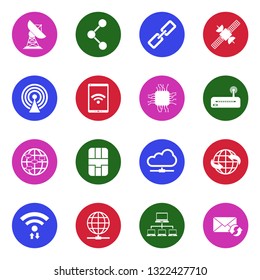 Connection Icons. White Flat Design In Circle. Vector Illustration.