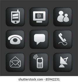 connection & internet square black web buttons, icons, signs, vector