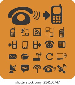 connection isolated icons, signs, vectors, illustrations, silhouettes set, vector