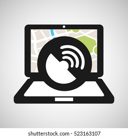connection laptop map gps vector illustration eps 10