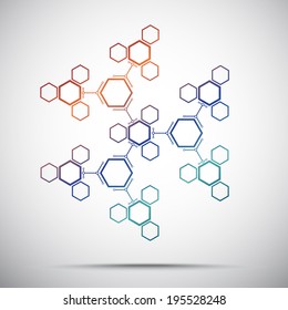 Connection from a large number of hexagonal cells. Abstract kaleidoscope. Gradient. Vector graphics