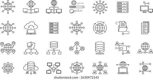 Connection Line Editable Icons set 