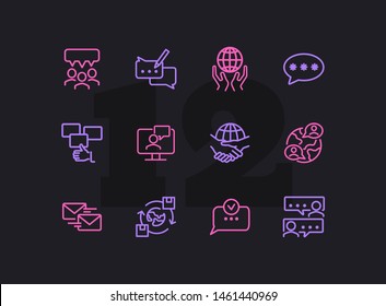 Connection line icon set. Set of line icons on white background. Communication concept. Chat, dialogue, message. Vector illustration can be used for topics like internet, globalization, communication