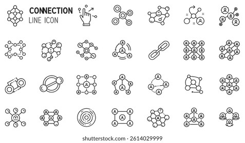 Connection Line Icons for Digital Networking