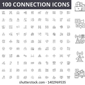 Connection line icons, signs, vector set, outline illustration concept 
