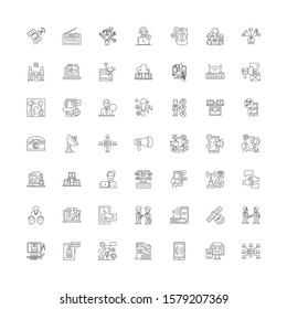 Connection linear icons, signs, symbols vector line illustration set