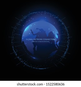 Connection lines Around Earth Globe. Communication technology for internet business.